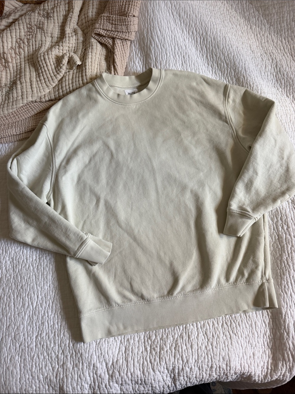MATE the Label Cream Oversized Crewneck Sweatshirt. Size XS/S